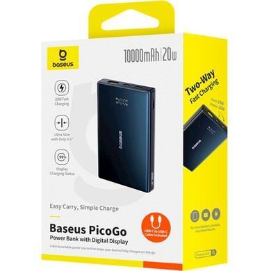 УМБ Baseus 10000mAh PicoGo 20W PD,QC,USB-A, 2xUSB-C Black (P10076801123-00) [404990]