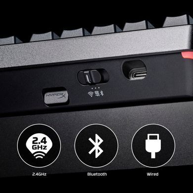 Клавіатура механічна HyperX Alloy Rise 75key, Red, USB-A/WL/BT, EN/UA, RGB, чорний (91Y91AA) [103637]