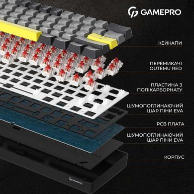 Клавіатура бездротова GamePro Outemu Red Switch Hot-Swap RGB Black (MK130G Pro) [615502]