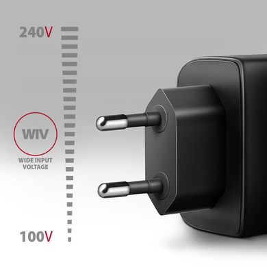 Мережевий зарядний пристрій AXAGON, QC3.0,4.0/AFC/FCP/PPS/Apple + PD type-C, 45W, Чорний (ACU-PQ45) [502998]