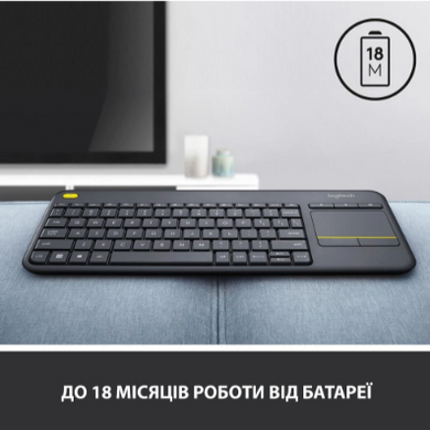 Клавіатура Logitech Wireless Touch K400 Plus, US, Black (920-007145) [200699]