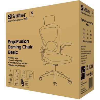 Крісло ігрове Sandberg ErgoFusion Gaming Chair Basic, чорне (640-97) [401675]