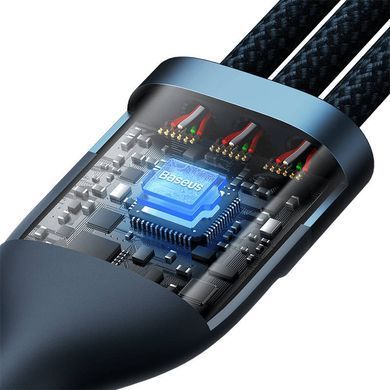 Кабель Baseus Flash Series Ⅱ One-for-three Fast Charging Data Cable USB to M+L+C 66W 1.2m Blue (CASS040003) [802635]