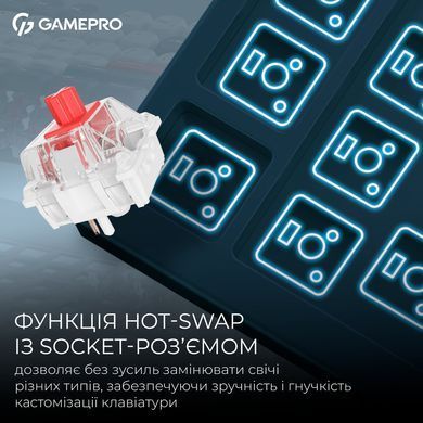 Клавіатура бездротова GamePro Asgard Ragnar Keychron Super Red Switch Blue (MK285BL) [616003]
