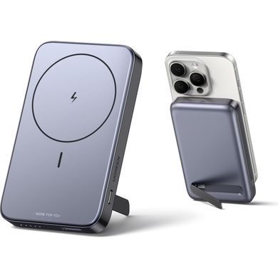 УМБ Ugreen Magnetic Wireless 10000 mAh 20W PD3.0/QC3.0 USB-A, USB-C In/Out (PB206) сірий (15086) [404033]