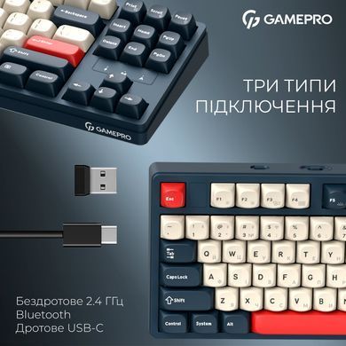 Клавіатура бездротова GamePro Asgard Ragnar Keychron Super Red Switch Blue (MK285BL) [616003]