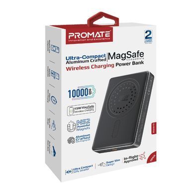 Універсальна мобільна батарея Promate Blade-10 MagSafe 10000mAh 20W Black (blade-10.black) [603523]