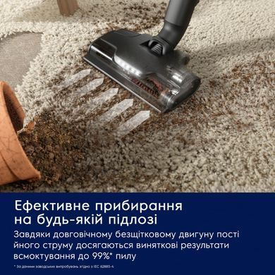 Пилосос Electrolux безпровідний, конт пил -0.4л, автон. робота до 90хв, вага-3.2кг, НЕРА12, AutoMode, BRC, 4 насадки, сірий (EP82UB25UG) [12442]