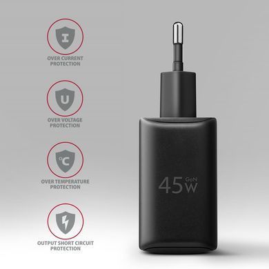 Мережевий зарядний пристрій AXAGON, QC3.0,4.0/AFC/FCP/PPS/Apple + PD type-C, 45W, Чорний (ACU-PQ45) [502998]