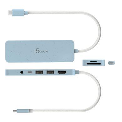USB-хаб J5create USB-C 6-в-1 Cyan (JCD373EC-N) [618230]