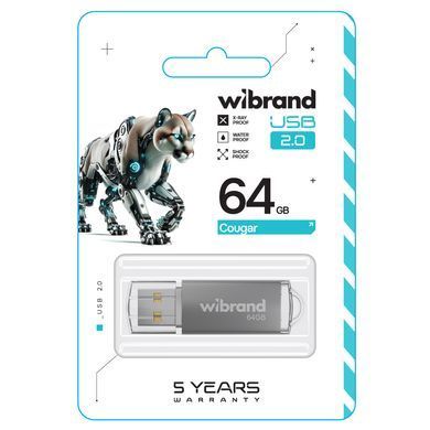 Флеш-накопичувач Wibrand USB 2.0 Cougar 64Gb Silver (WI2.0/CU64P1S) [802973]