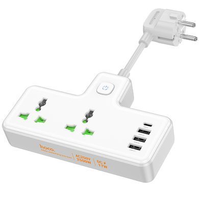 Мережевий подовжувач HOCO AC11A Voyage 2-position expansion socket(1C3A) (8.5 cm) White (6942007607063) [805476]