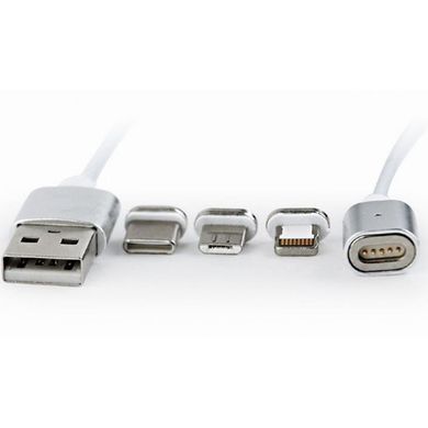Кабель Cablexpert USB - Lightning + micro USB + USB Type-C (M/M), 1 м, сріблястий (CC-USB2-AMLM31-1M) [603650]