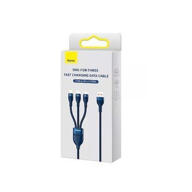 Кабель Baseus Flash Series Ⅱ One-for-three Fast Charging Data Cable USB to M+L+C 66W 1.2m Blue (CASS040003) [802635]