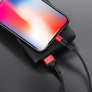 Кабель HOCO X26 USB to iP 2A, 18W 1m, nylon, aluminum connectors, Black+Red (6957531080190) [802333]