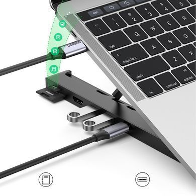 Складана підставка для ноутбука Ugreen X-Kit HUB Type C-->2xUSB 3.2 Gen1/HDMI 4K /SD/TF, CM359 чорна (80551) [402576]