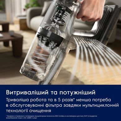 Пилосос Electrolux безпровідний, конт пил -0.4л, автон. робота до 90хв, вага-3.2кг, НЕРА12, AutoMode, BRC, 4 насадки, сірий (EP82UB25UG) [12442]