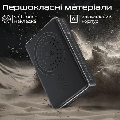 Універсальна мобільна батарея Promate Blade-10 MagSafe 10000mAh 20W Black (blade-10.black) [603523]