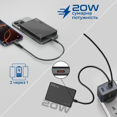 Універсальна мобільна батарея Promate Blade-10 MagSafe 10000mAh 20W Black (blade-10.black) [603523]