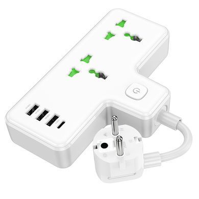 Мережевий подовжувач HOCO AC11A Voyage 2-position expansion socket(1C3A) (8.5 cm) White (6942007607063) [805476]