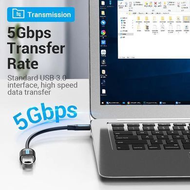 Кабель Vention USB 3.1 Type-C - OTG USB3.0 AF, 0.15 m, Black (CCVBB) [609347]