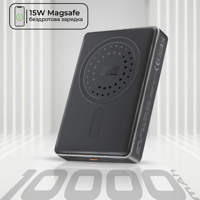 Універсальна мобільна батарея Promate Blade-10 MagSafe 10000mAh 20W Black (blade-10.black) [603523]