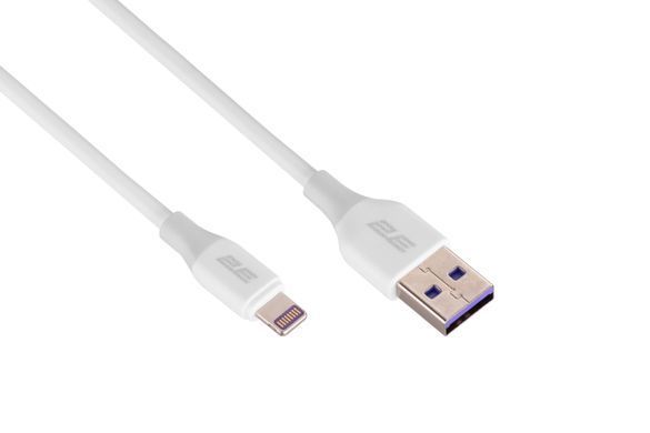 Кабель USB-A > Lightning заряджання/синхронізації 2E 1м, Glow, білий (2E-CCAL-WH) [111734]