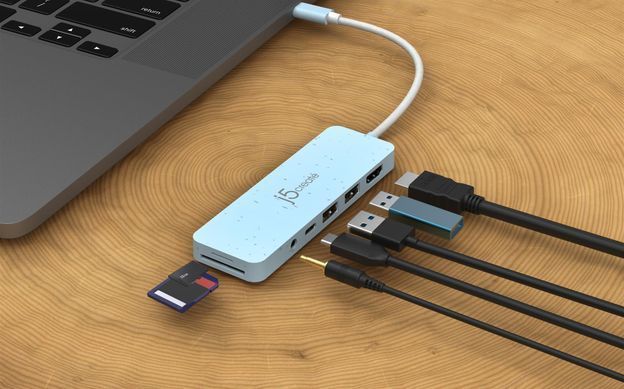 USB-хаб J5create USB-C 6-в-1 Cyan (JCD373EC-N) [618230]
