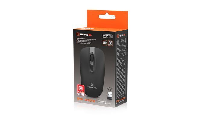 Миша бездротова REAL-EL RM-350W Black (EL123200043) [606717]