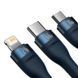 Кабель Baseus Flash Series Ⅱ One-for-three Fast Charging Data Cable USB to M+L+C 66W 1.2m Blue (CASS040003) [802635], фото 4