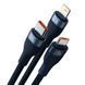 Кабель Baseus Flash Series Ⅱ One-for-three Fast Charging Data Cable USB to M+L+C 66W 1.2m Blue (CASS040003) [802635], фото 3
