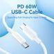 Кабель USB 2.0 Type-C M-M, 1.0 м 60W White Nickel-Plated Vention (TRCWF) [404579], фото 4