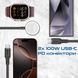 Кабель Promate USB Type-C - 2хUSB Type-C 100W Apple Watch Charger 5W (M/M), 5A, 1.4 м, Black (fusion-ccw.black) [604427], фото 3