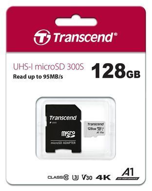 Карта пам'яті Transcend microSD 128GB C10 UHS-I R100/W40MB/s + SD (TS128GUSD300S-A) [108893]