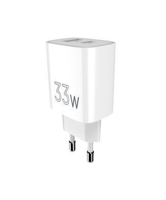 Мережевий зарядний пристрій Sigma mobile X-power 33W GaN, PD, QC (1xUSB-C + 1xUSB-A) White (PS33-01) [619656]