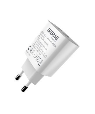 Мережевий зарядний пристрій Sigma mobile X-power 33W GaN, PD, QC (1xUSB-C + 1xUSB-A) White (PS33-01) [619656]