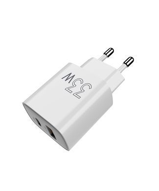 Мережевий зарядний пристрій Sigma mobile X-power 33W GaN, PD, QC (1xUSB-C + 1xUSB-A) White (PS33-01) [619656]