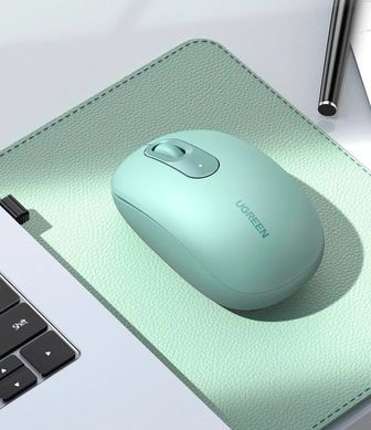 Мишка UGREEN 2.4GHz MU105, бездротова, 2400dpi., 3кн., Зелена (90672) [401301]