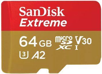 Карта пам'яті SanDisk microSD 64GB C10 UHS-I U3 R170/W80MB/s Extreme V30 (SDSQXAH-064G-GN6MN) [108919]