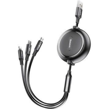 Кабель Baseus Golden Loop Three-in-One Elastic Data Cable USB for M+L+T 3.5A 1.2m Black (CAMLT-JH01) [803306]