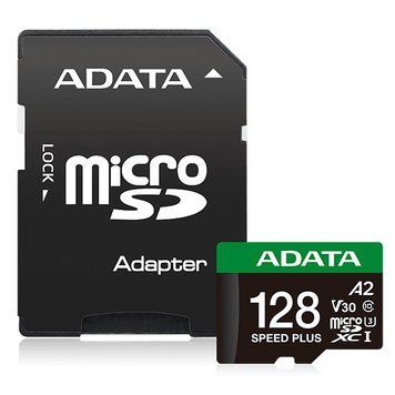 Карта пам'яті microSDXC (UHS-1 U3) A-DATA SPEED PLUS 128Gb Class 10 V30 A2 (R-180Mb/s W160Mb/s) (adapter SD) (UD128GUI3V30A2SP-RA1) [806444]