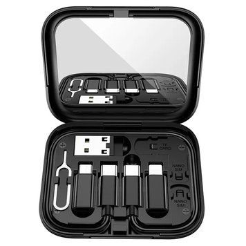Кабель HOCO U114 Treasure box storage charging data cable set Black (6931474790750) [804407]