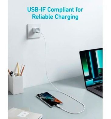 Кабель Anker 322 USB-A - USB-C, 1.8м, White (A81H6H21) [616975]