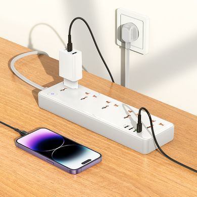 Мережевий подовжувач HOCO AC14A Rico 5-position socket(PD30W/1C3A) White (6942007607186) [802776]