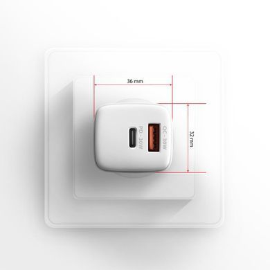 Мережевий зарядний пристрій AXAGON, QC3.0,4.0/AFC/FCP/PPS/Apple + PD type-C, 30W, Білий (ACU-PQ30W) [502999]