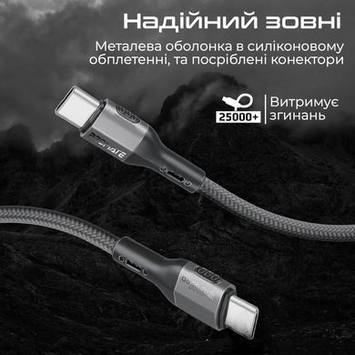 Кабель Promate USB Type-C - USB Type-C (M/M), 3A, 60W, 1.2 м, Black (fletchlink-cc.black) [604377]