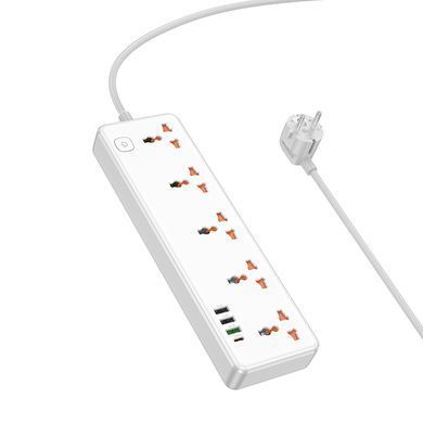Мережевий подовжувач HOCO AC14A Rico 5-position socket(PD30W/1C3A) White (6942007607186) [802776]