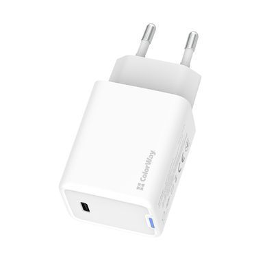 Мережевий зарядний пристрій ColorWay GaN Mini 45W PD Port PPS USB-C White (CW-CHS057PD-WT) [603373]