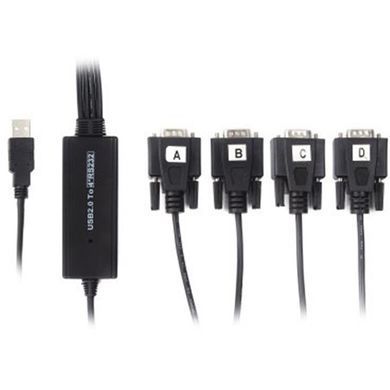 Кабель Viewcon USB - 4хCOM (M/M), (9+25pin), 1.4 м, Black (VE671) [604095]