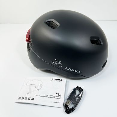 Захисний шолом Livall C21 (L) Midnight Black (57-61см), сигнал стопів (LIV-000C21-5341) [80028]